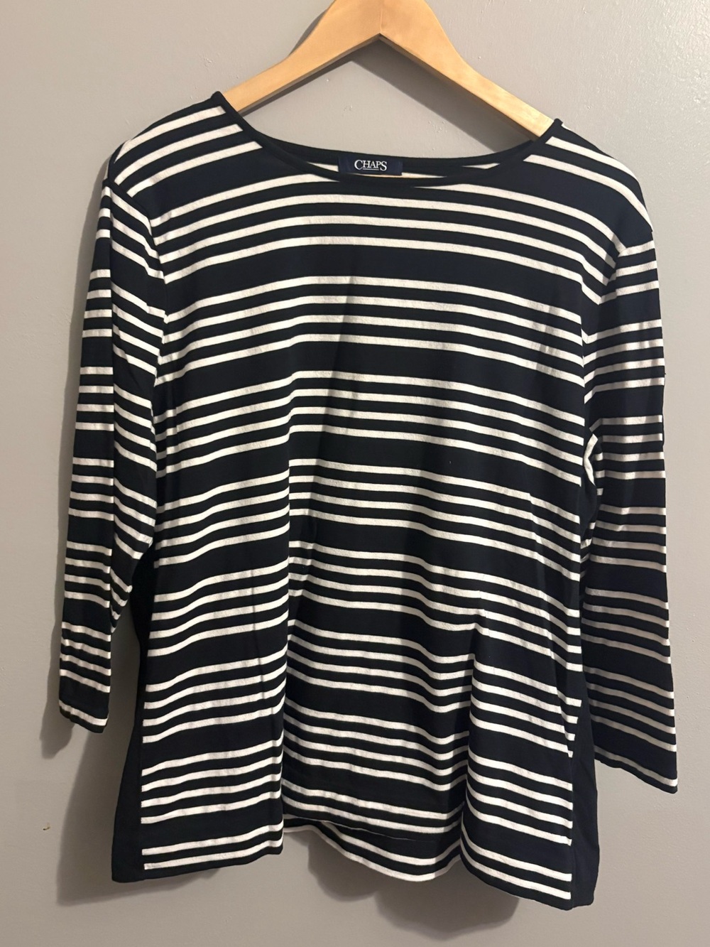 Chaps Striped 3/4 Sleeve Soft Top